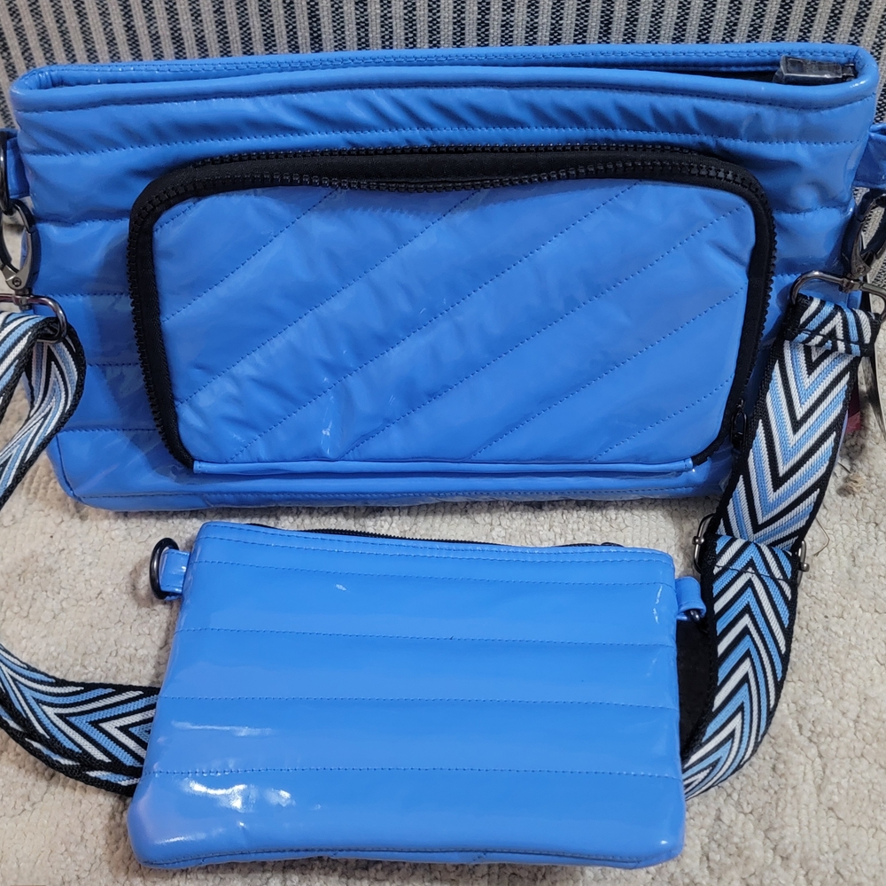 THINK ROYLN Shiny Blue Crossbody Bag